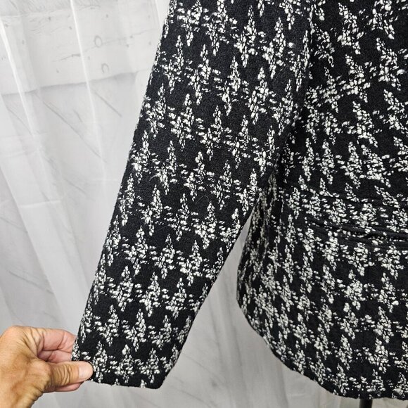 Live A Little Black Grey Houndstooth Preppy Retro Wool Y2K Winter Jacket PL - Picture 3 of 14